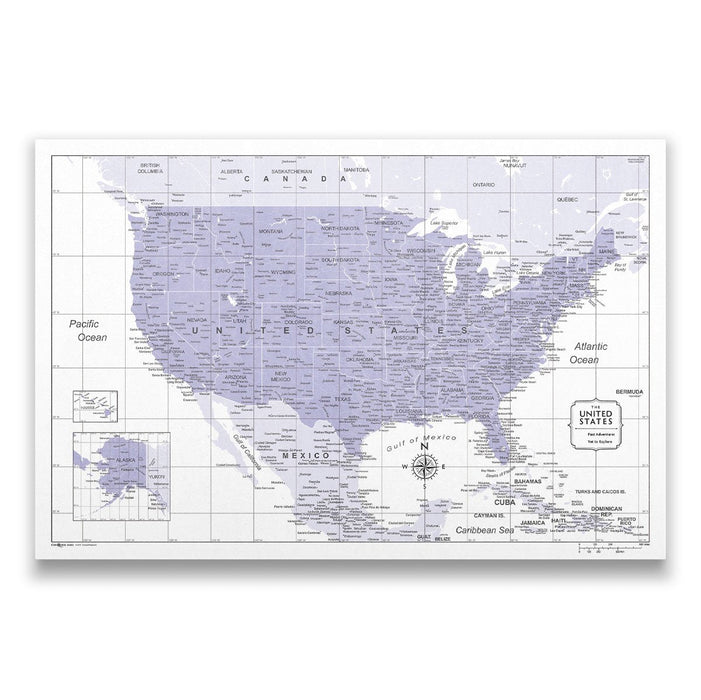 Push Pin USA Map (Pin Board) - Purple Color Splash CM Pin Board