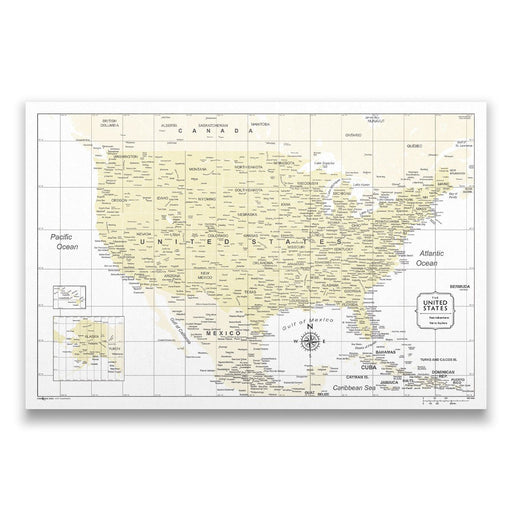 USA Map Poster - Yellow Color Splash