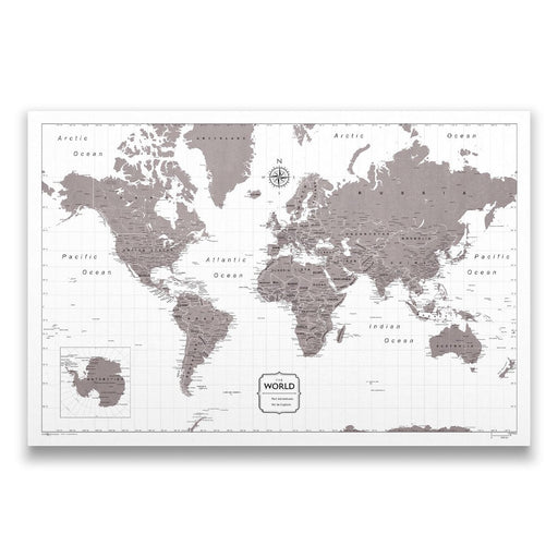World Map Poster - Dark Brown Color Splash