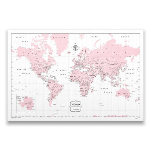 Push Pin World Map (Pin Board/Poster) - Pink Color Splash CM Pin Board