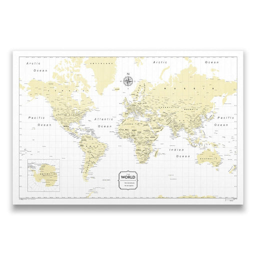 World Map Poster - Yellow Color Splash