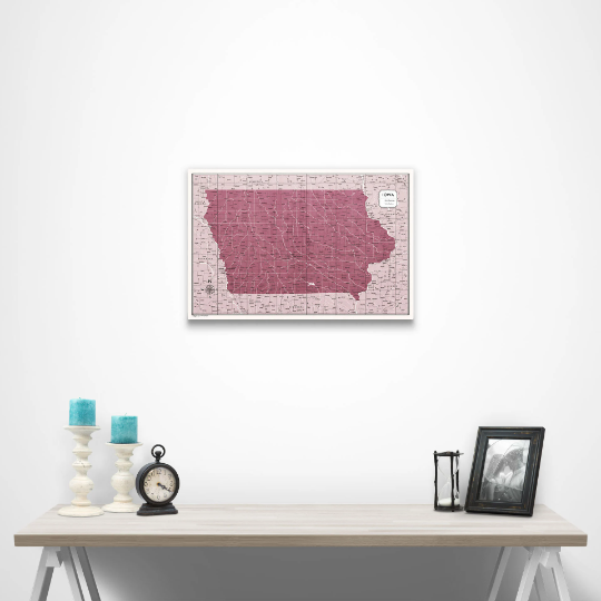 Iowa Map Poster - Burgundy Color Splash CM Poster