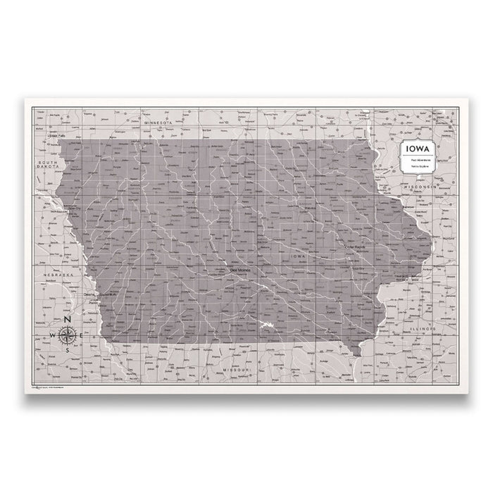 Push Pin Iowa Map (Pin Board/Poster) - Dark Brown Color Splash CM Pin Board