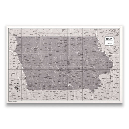 Iowa Map Poster - Dark Brown Color Splash