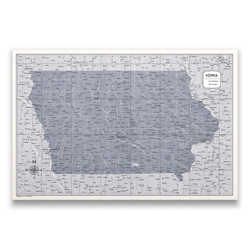 Iowa Map Poster - Dark Gray Color Splash