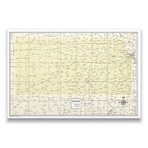 Kansas Map Poster - Yellow Color Splash