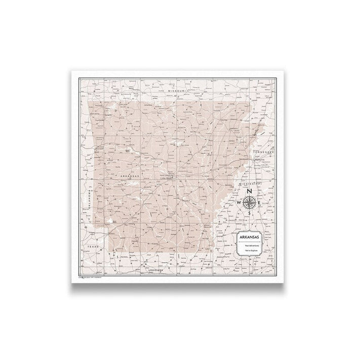 Push Pin Arkansas Map (Pin Board) - Light Brown Color Splash CM Pin Board