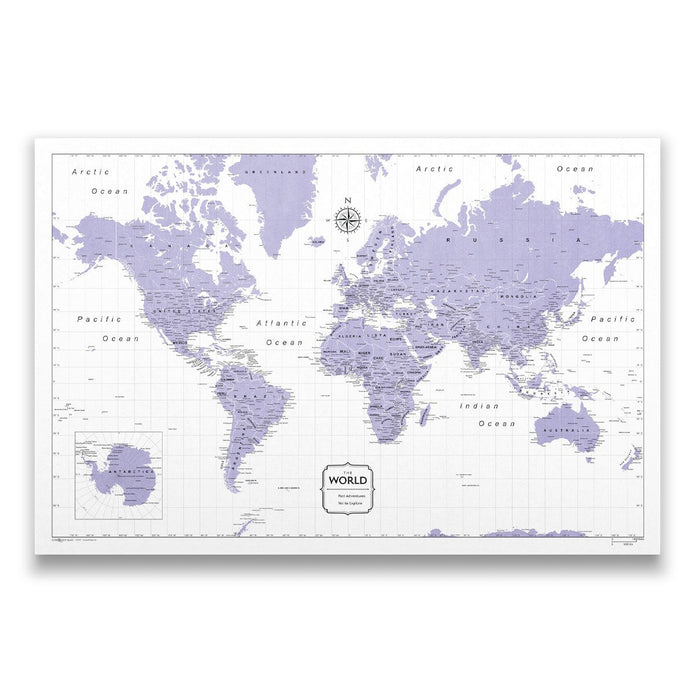 Push Pin World Map - Violet (Detailed) 
